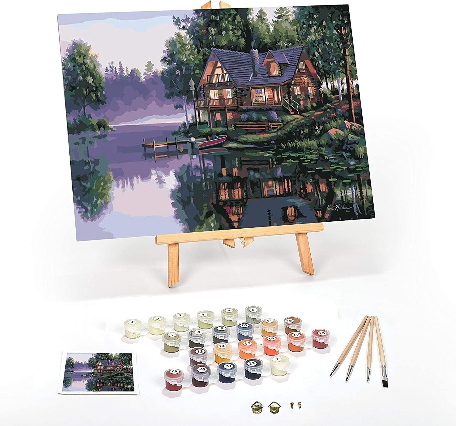 Cabin Fever 16" x 20" Framed Paint by Numbers Kit - Complete Set for Adults
