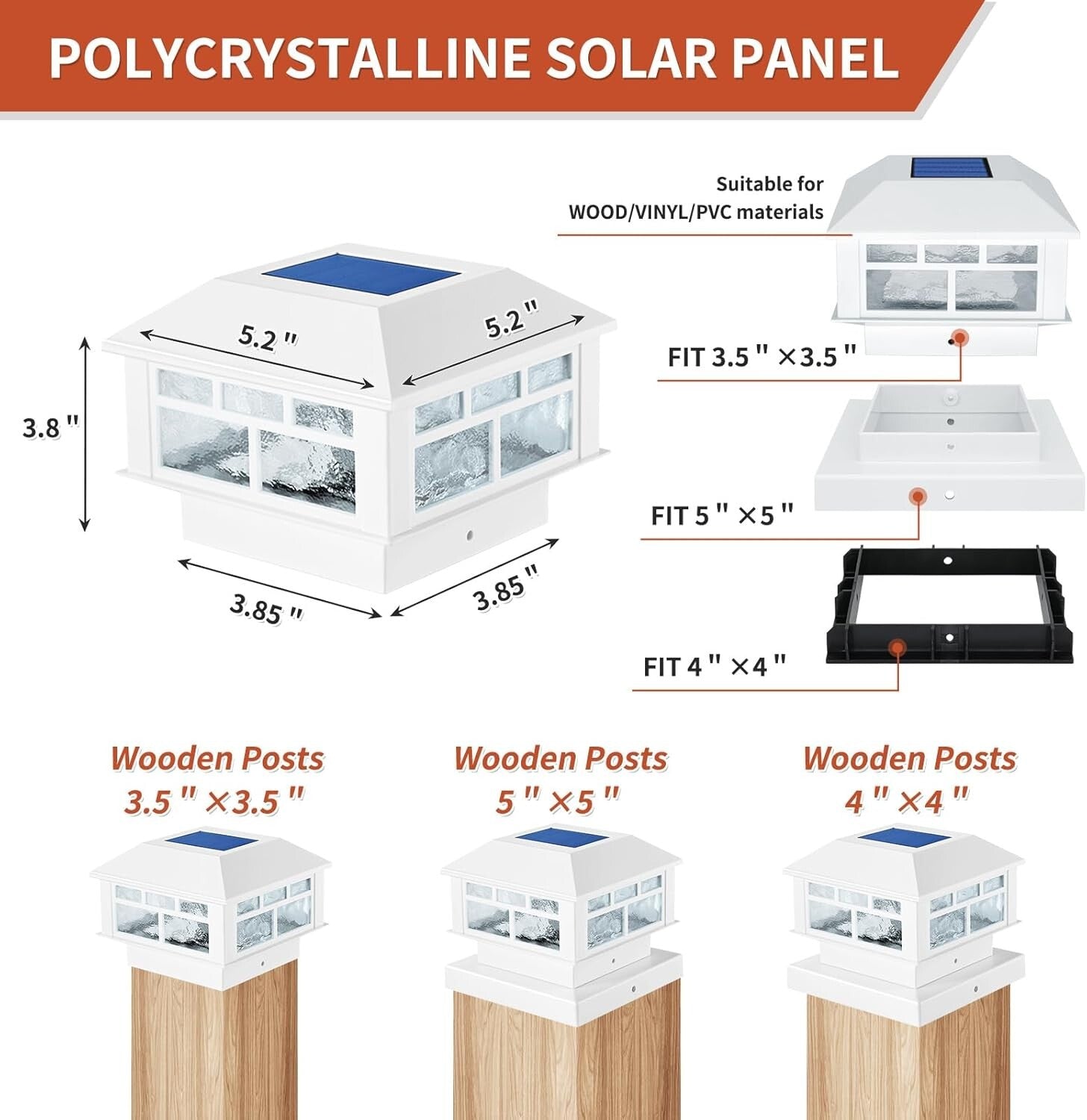 Durable Waterproof Solar Post Lights - 8 Pack with Warm & White Light Options