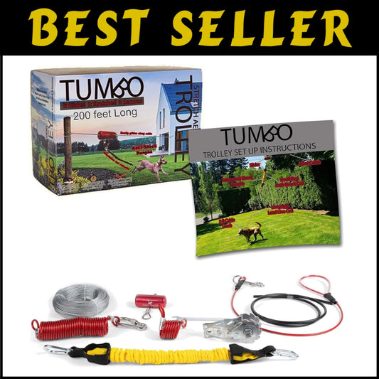 Heavy-Duty 200ft Anti-Shock Aerial Dog Runner - Perfect Zipline for Your Yard