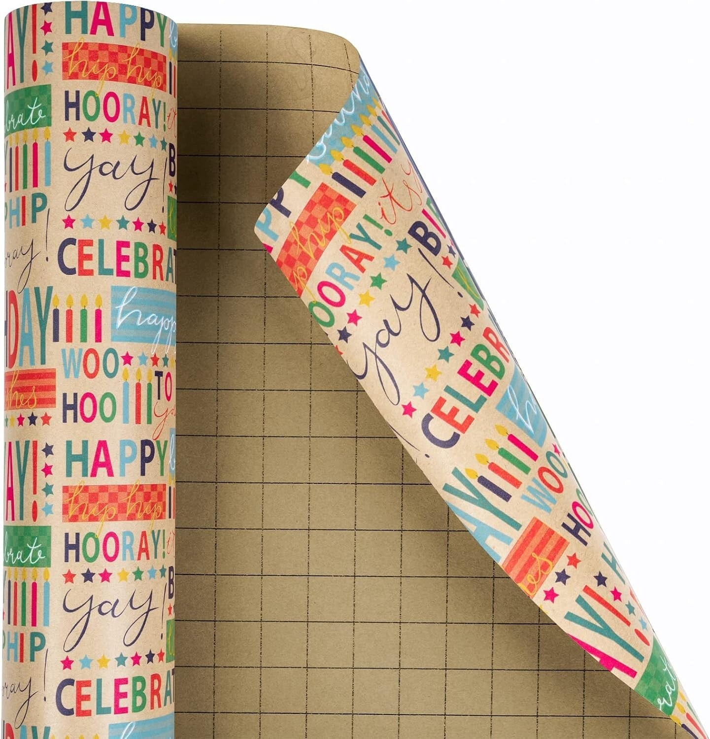 Crease-Free Kraft Birthday Wrapping Paper Roll - 30” x 100’ for All Occasions