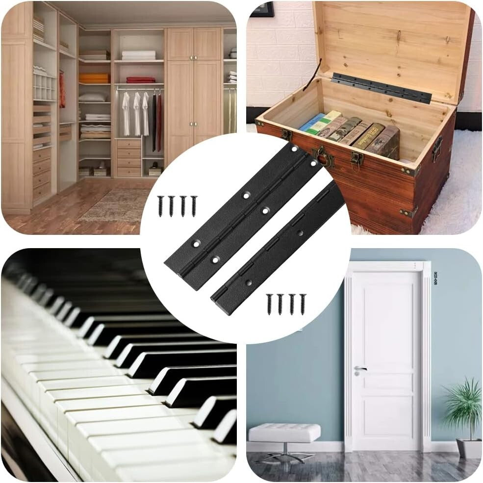 Versatile 30 Inch Stainless Steel Continuous Hinges - Black, 2 Pack Available