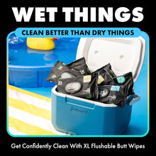 Load image into Gallery viewer, Extra-Large Flushable Wipes – 9 Pack Set, Biodegradable &amp; Unscented Comfort