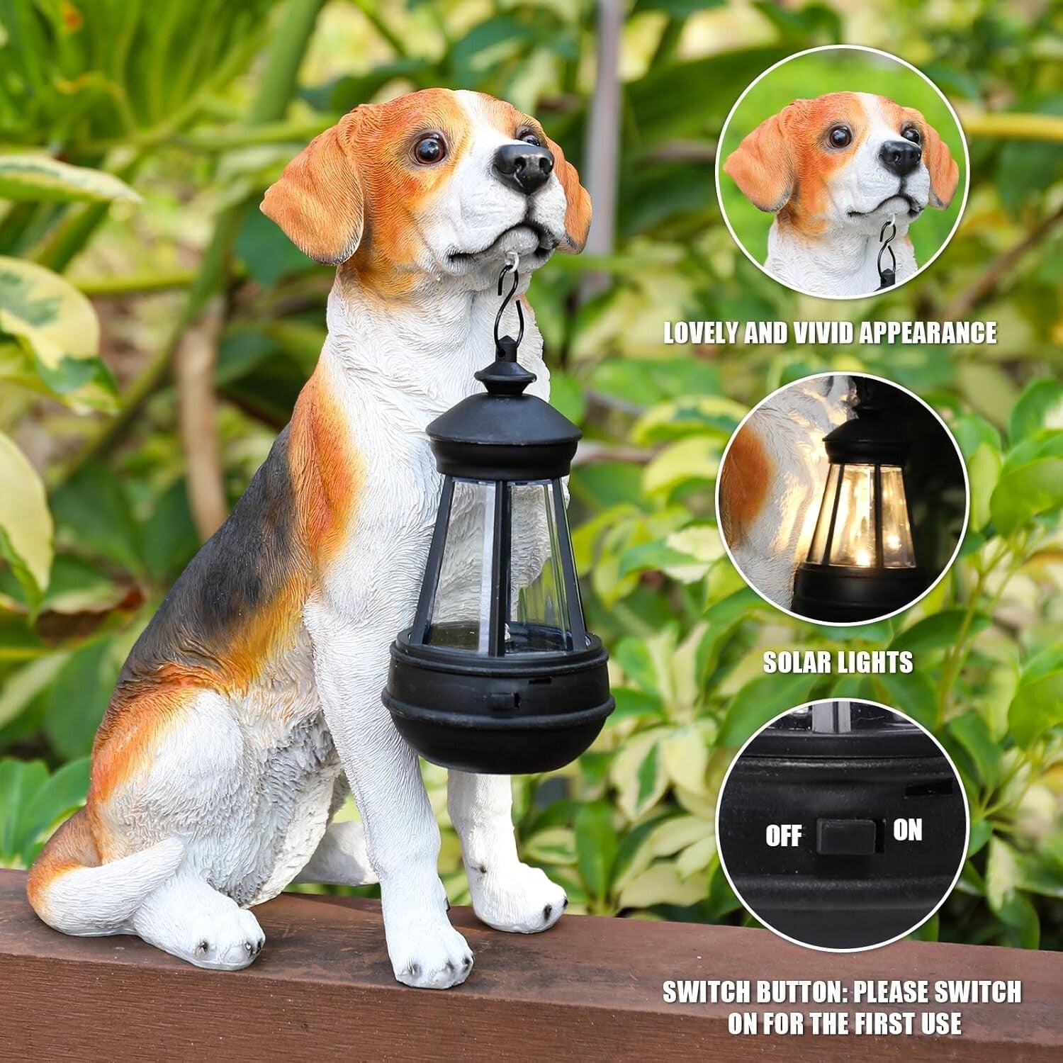 Durable Solar Garden Beagle Statue - Illuminated Outdoor Decor for All Seasons