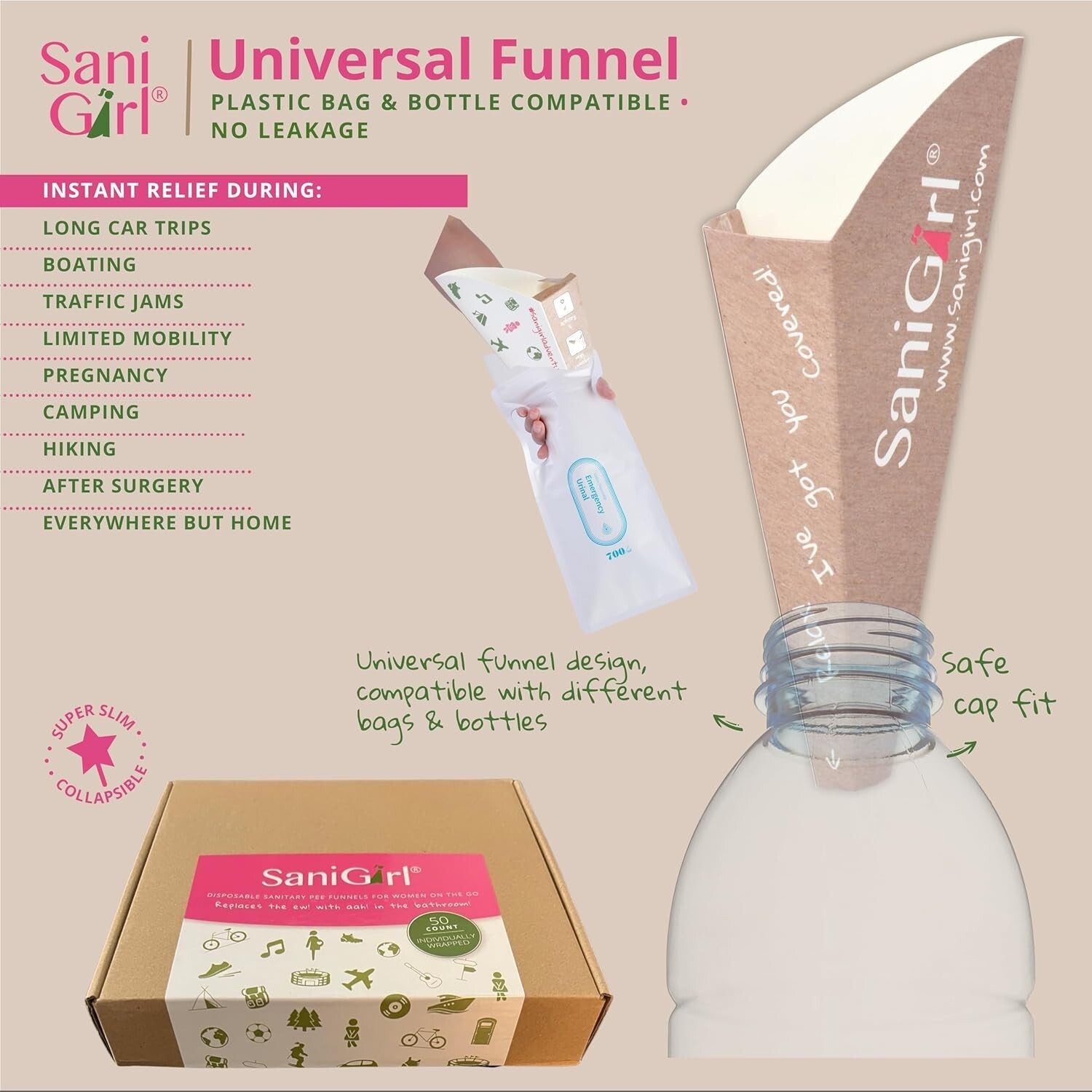 Eco-Friendly Female Urination Device - Compact Pee Funnels for Travel & Camping