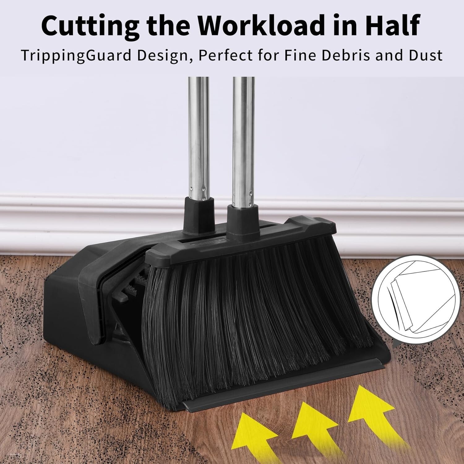 51'' Industrial Brooms with Self-Cleaning Dustpan - Perfect for Home & Office
