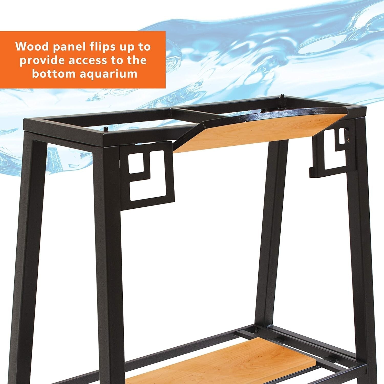 Elegant Metal 20 Gallon Aquarium Stand with Reversible Wood Panels - Black/Brown