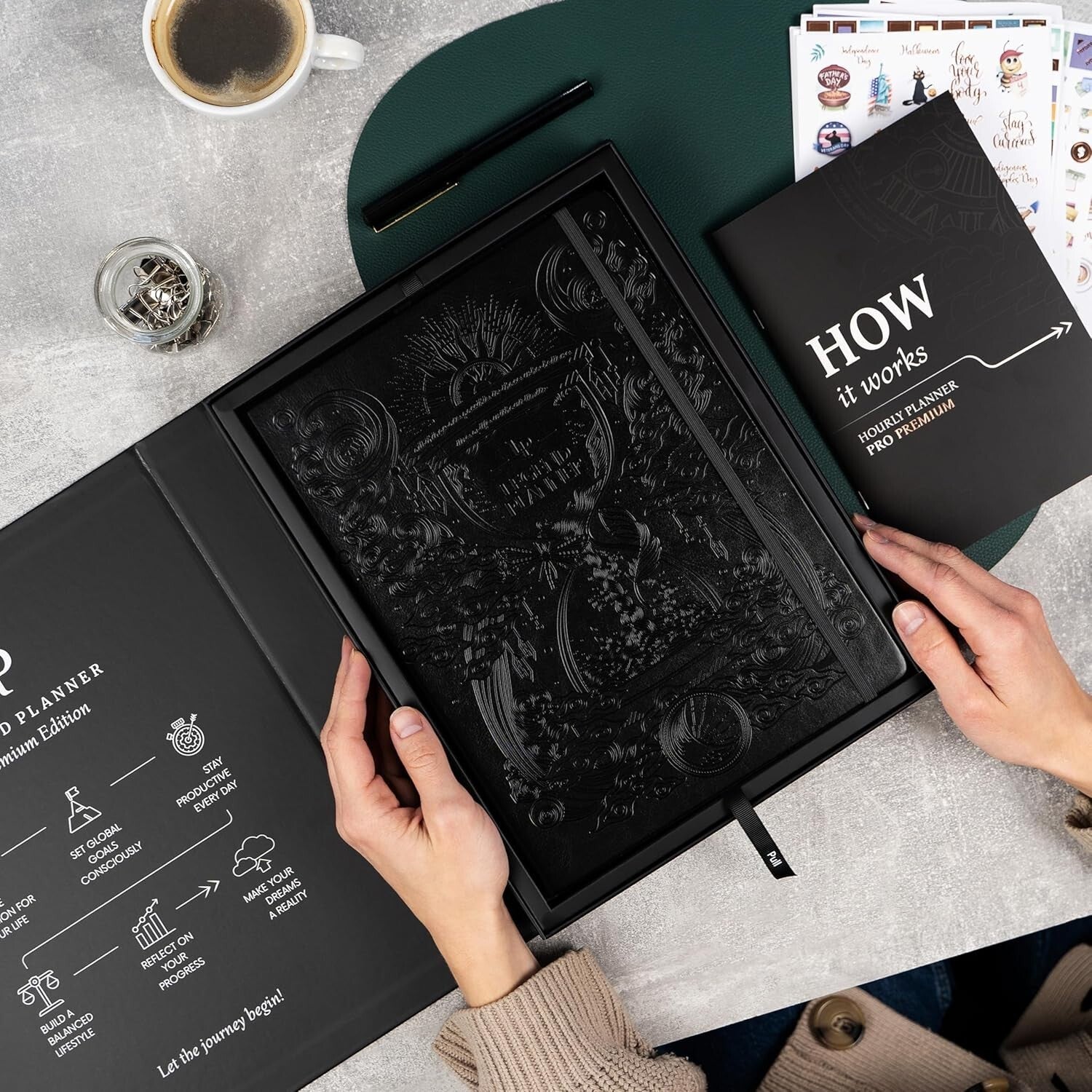 Elegant A4 Undated Schedule Planner with Stickers – Daily & Monthly Organizer