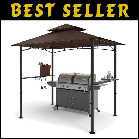 Stylish 8' x 5' BBQ Canopy Gazebo with Waterproof Design and LED Lighting