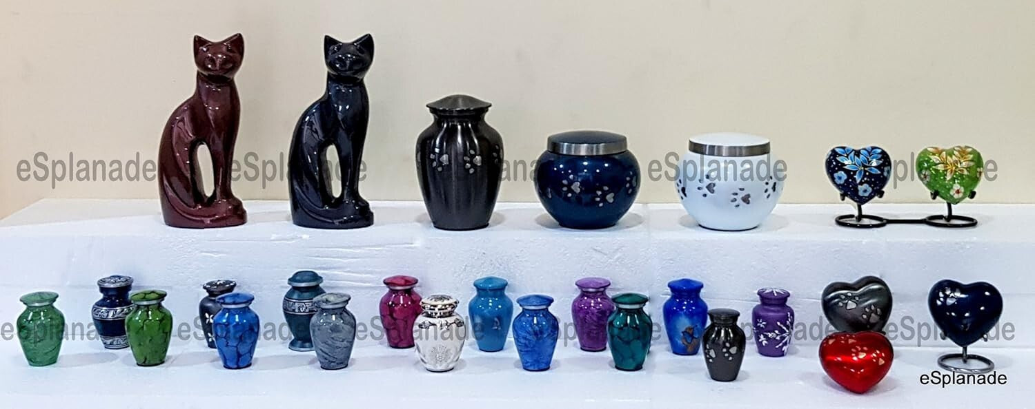 Elegant Cat-Shaped Metal Cremation Urn - 9" Memorial Container for Pet Ashes