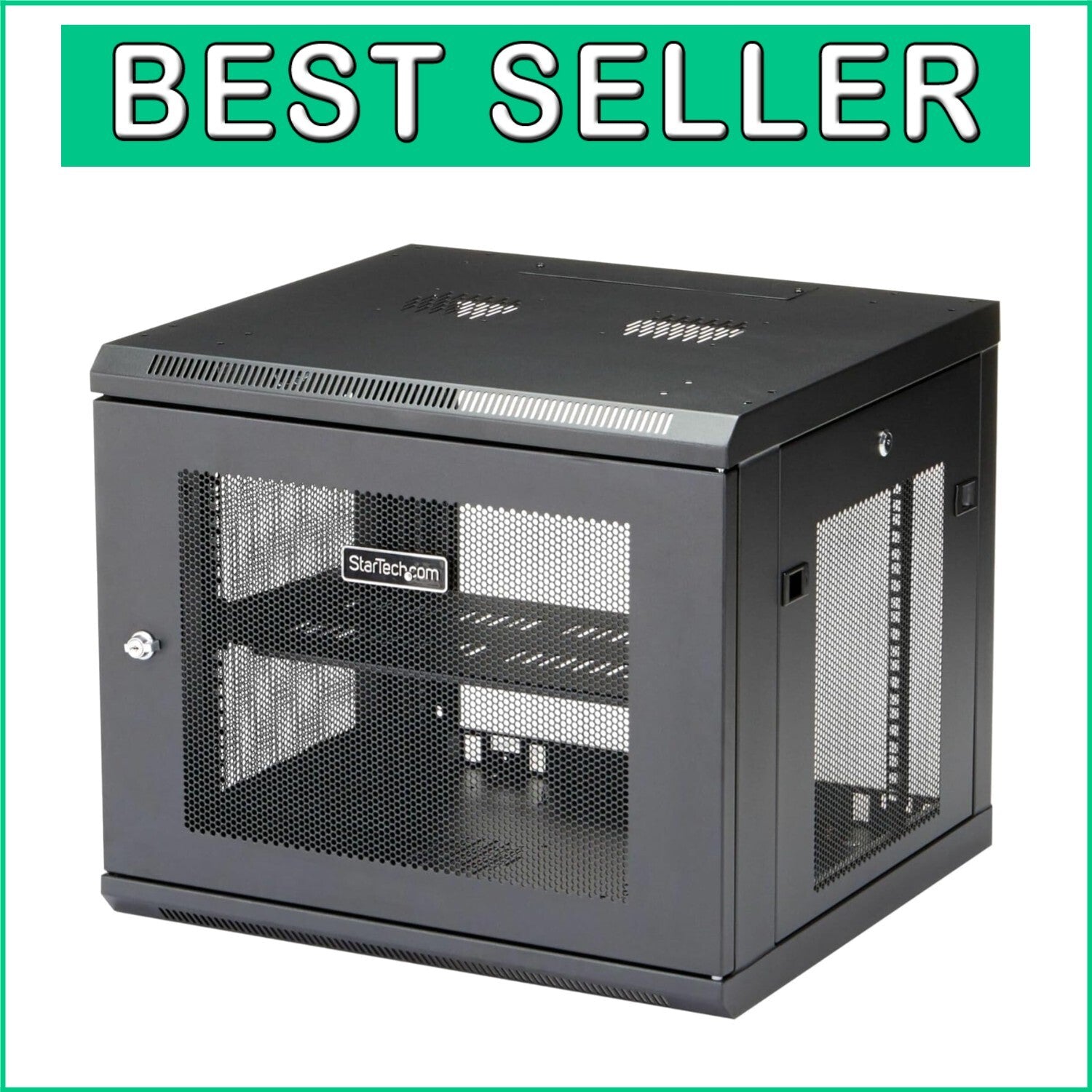 9U Wall Mount Network Cabinet with 1U Shelf - Secure IT Storage Solution