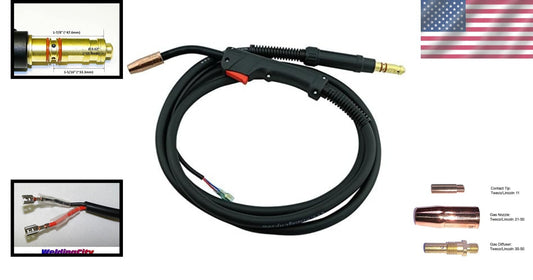 100A Air Cooled MIG Gun Torch with Spade Terminals - Lincoln K530-5 Compatible