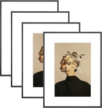 Load image into Gallery viewer, Set of 4 Modern 12x16 Picture Frames - Black Matted Aluminum for Stylish Display