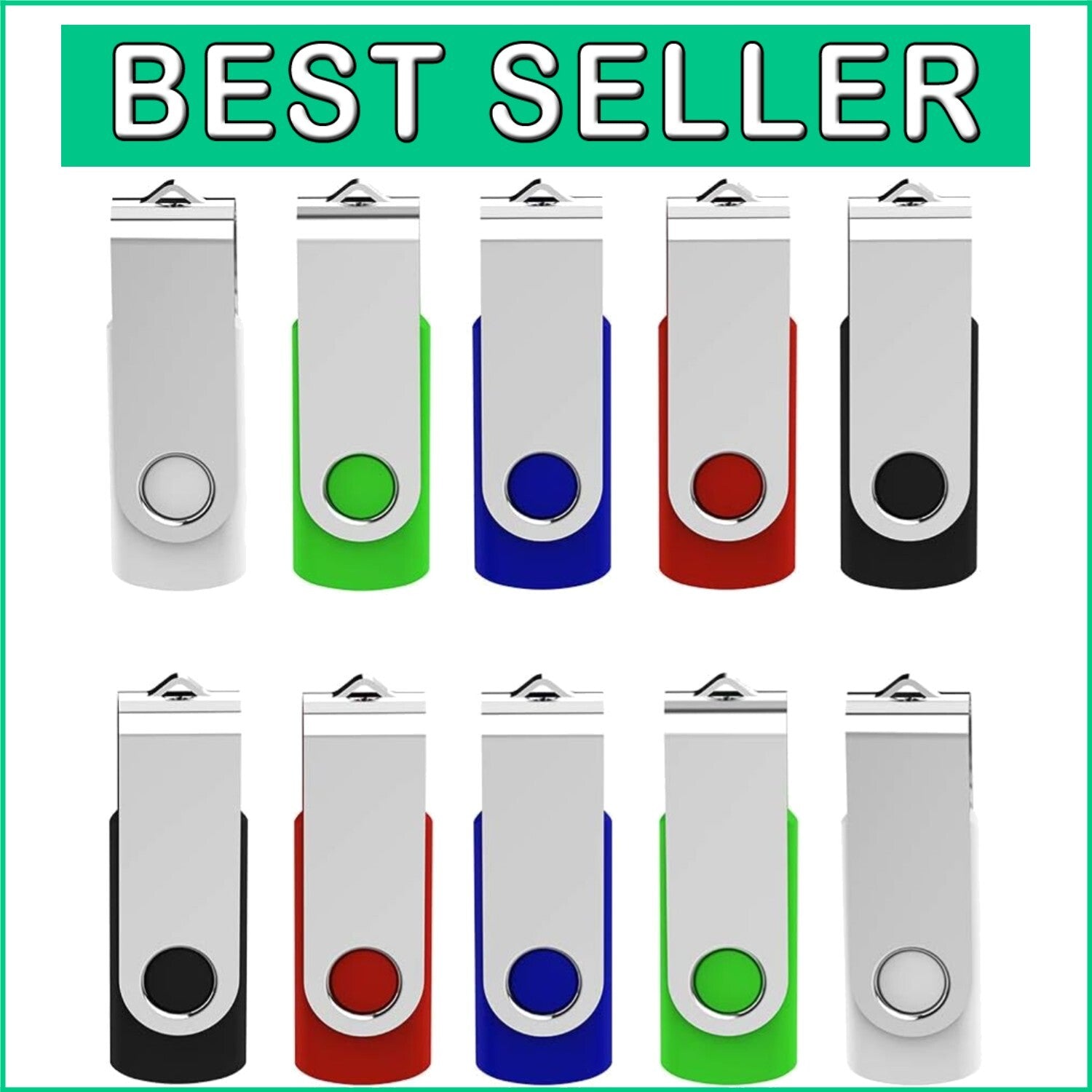 10-Pack USB 3.0 Flash Drive 64GB with LED Indicator - Vibrant Color Collection