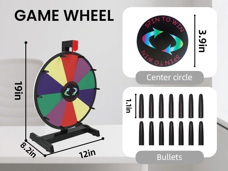 Vibrant 15" Tabletop Prize Wheel with Slip-Resistant Base & Erasable Surface