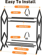 Load image into Gallery viewer, Stylish 2-Tier Vinyl Record Storage Rack for 200 Albums - Matte Black Finish