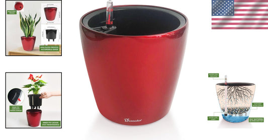 3L High Gloss Self-Watering Planter 9x8 Inches - Indoor/Outdoor Plant Care