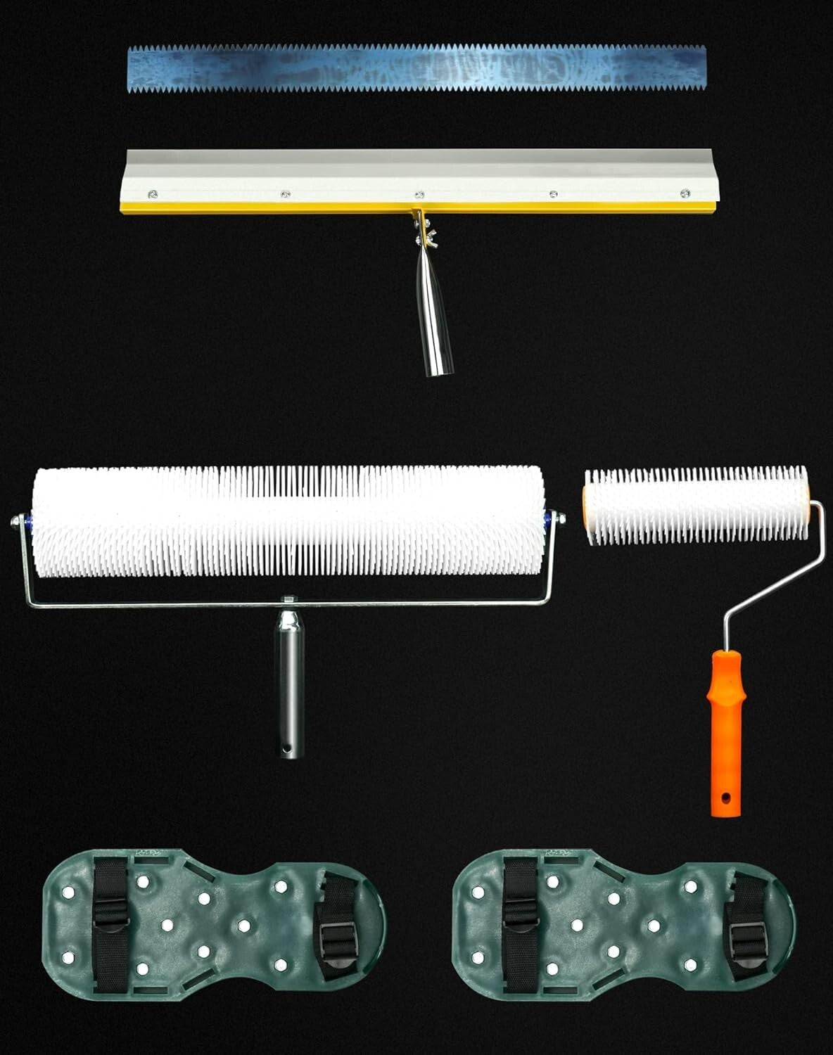 High-Strength Self-Leveling Tool Set: Spikes, Rollers, and Scraper Included