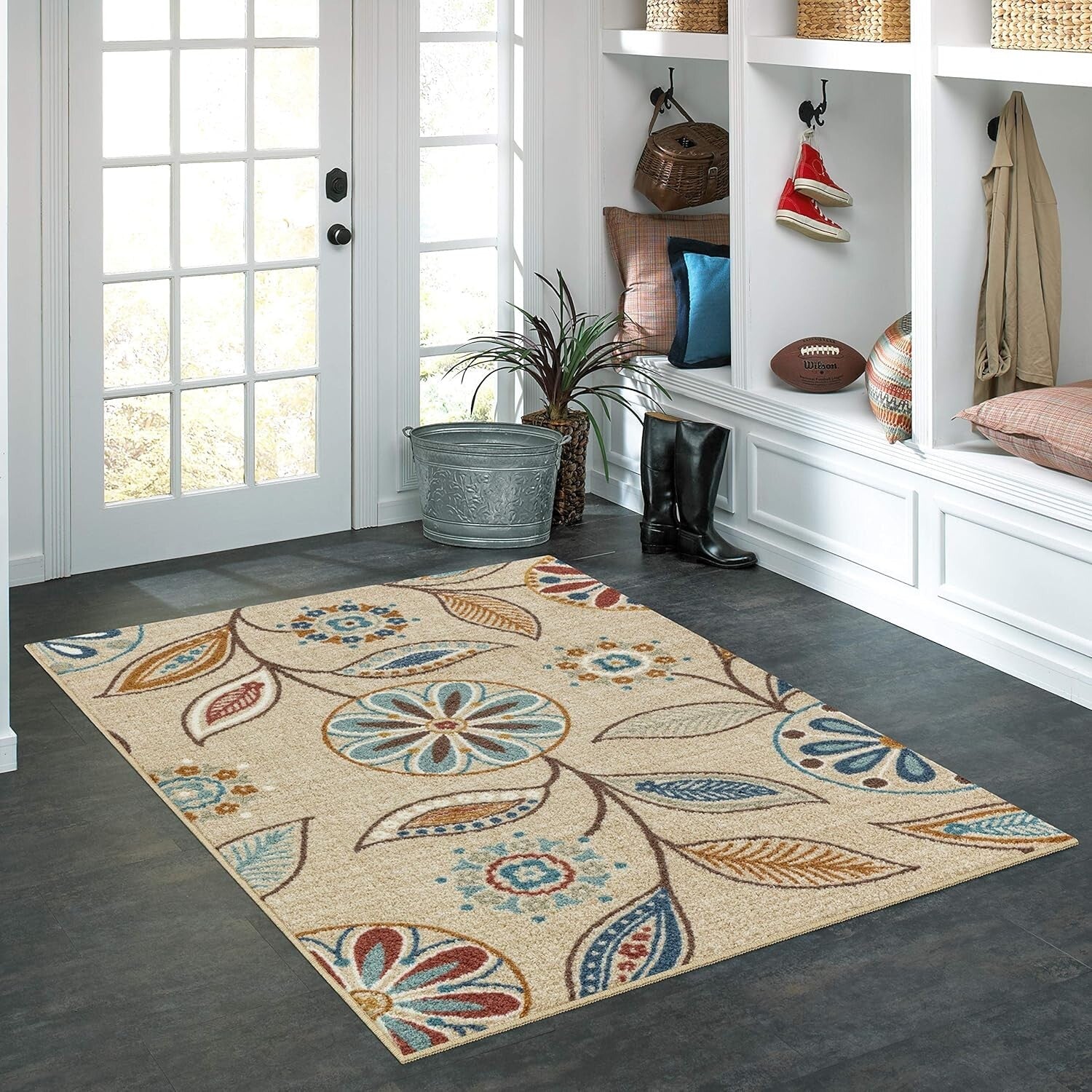 Large 3'4 x 5' Floral Area Rug - Stain Resistant, Easy Care for Eclectic Spaces