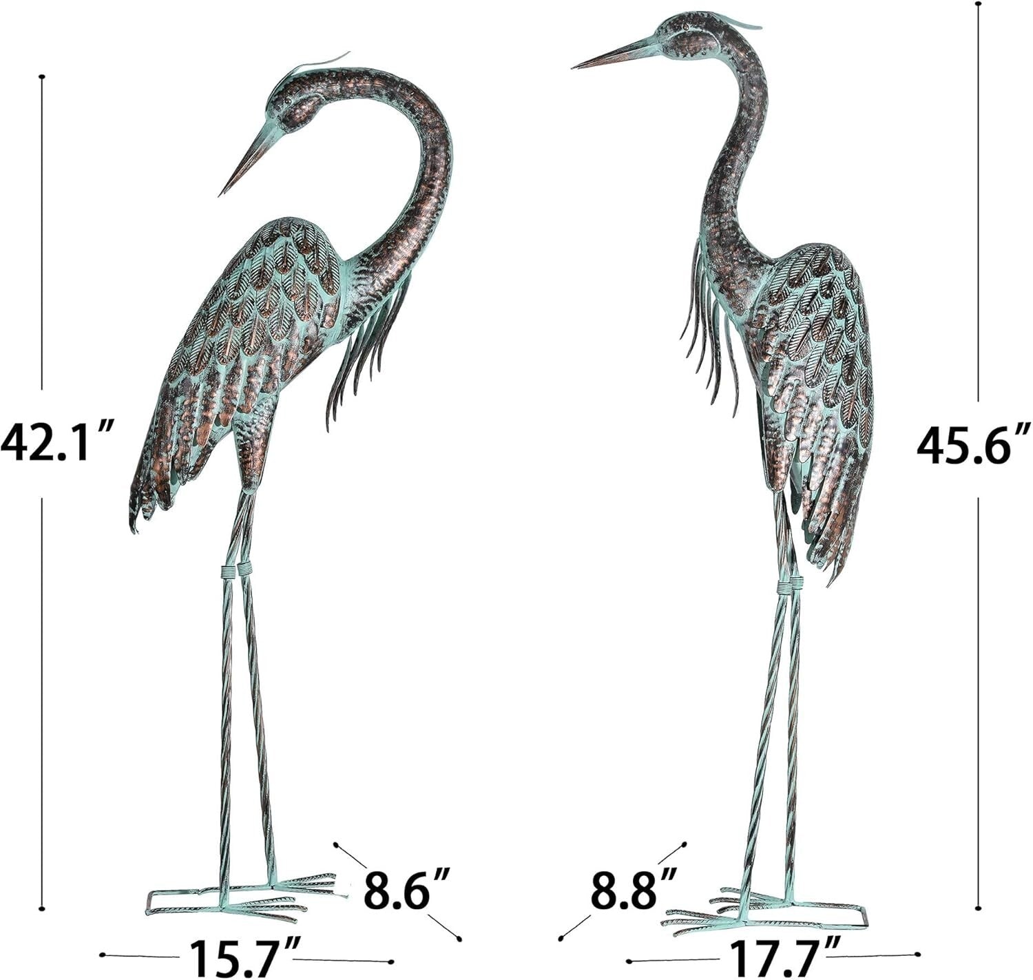 Large Standing Crane Statues - Beautiful Bird Yard Art for Garden Display