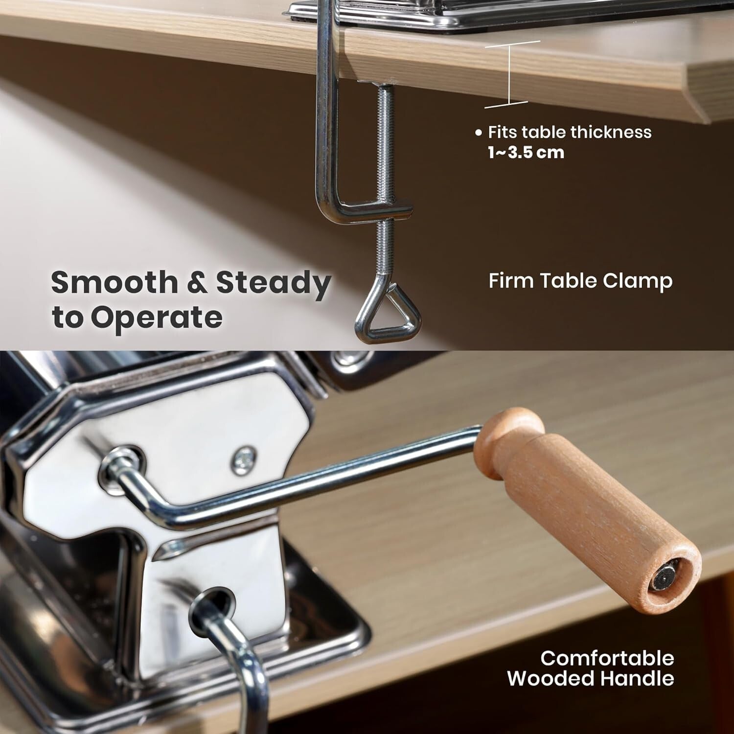 9-Setting Stainless Steel Pasta Maker - Adjustable Thickness for Gourmet Cooking