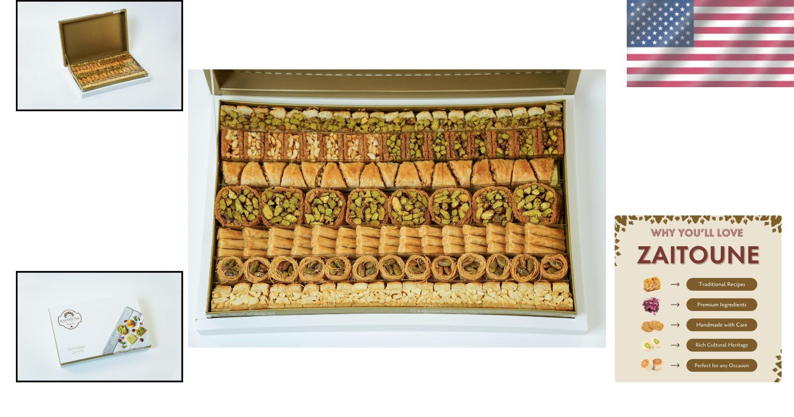 Decadent 1KG Baklava Box - Premium Assortment of Pistachio & Cashew Pastries