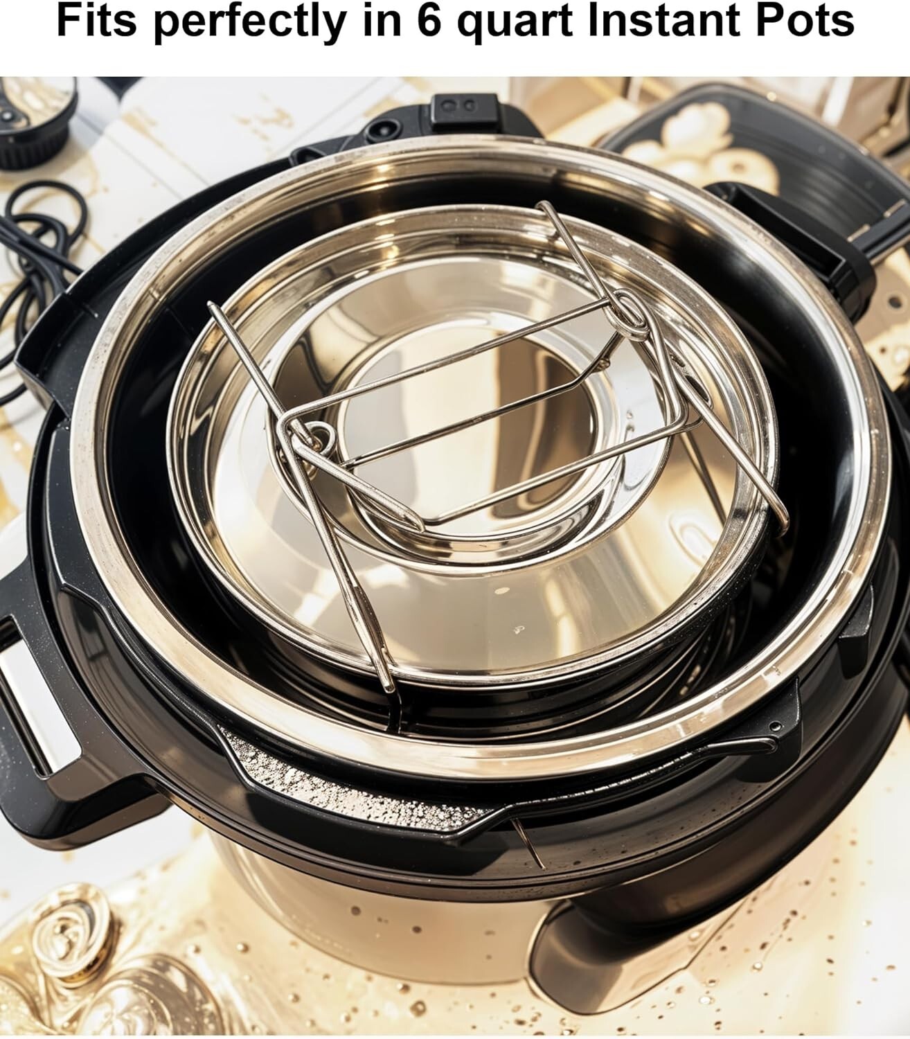 3 Tier Stackable Stainless Steel Insert Pans for 6 Qt Instant Pot Cooking