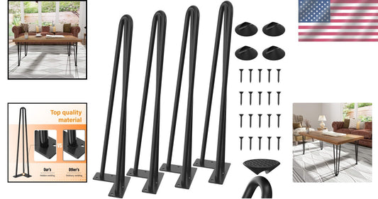 Durable Hairpin Table Legs 16-Inch for Custom Desks and Benches - 880 lbs Load