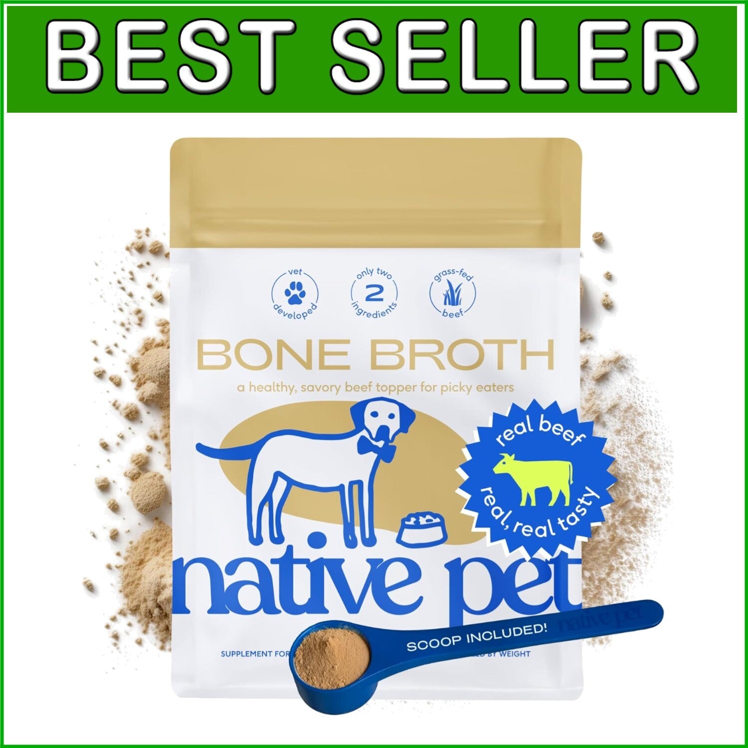 Nutritious Beef Bone Broth Powder for Dogs - 192 Servings, Joint Health Booster