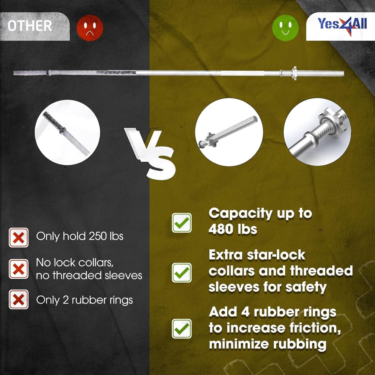 Versatile 60” Straight Barbell & 47” EZ Curl Bar Set - Smooth Workout Experience