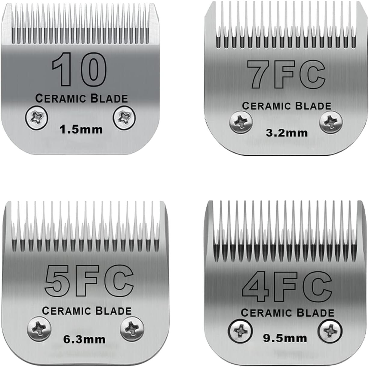 Versatile Dog Clipping Blades Compatible with Popular Clippers - Sizes 10 to 4FC