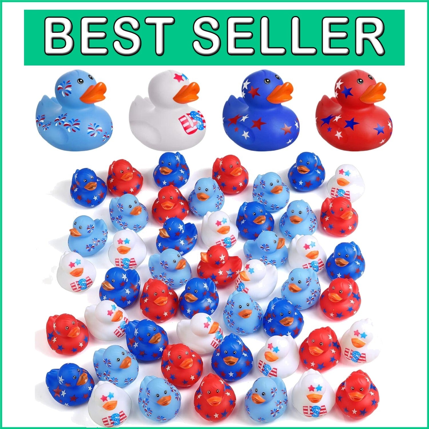 Classic Patriot Ducks - 96pcs Rubber Ducky Set for Kids’ Parties & Showers