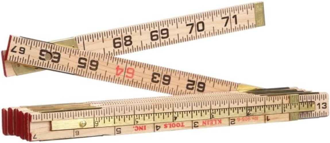 Klein 6-Foot Wood Folding Ruler with Engraved 1/16-Inch Measurements