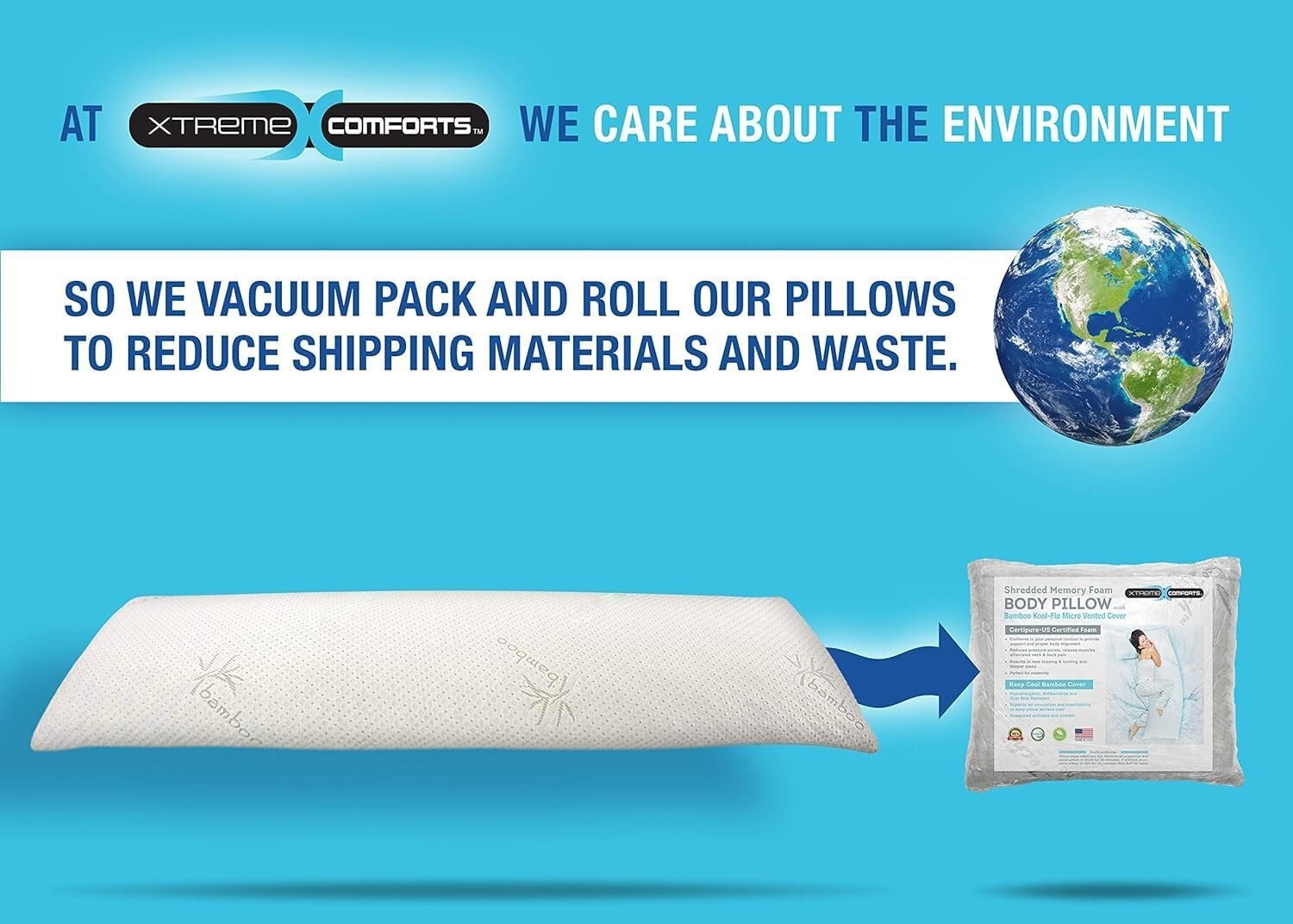 Adjustable Shredded Memory Foam Body Pillow - Allergy-Friendly & Firm Support