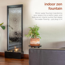 Load image into Gallery viewer, Stylish Lighted Waterfall Fountain - 72-Inch Mirror Fountain with River Rocks