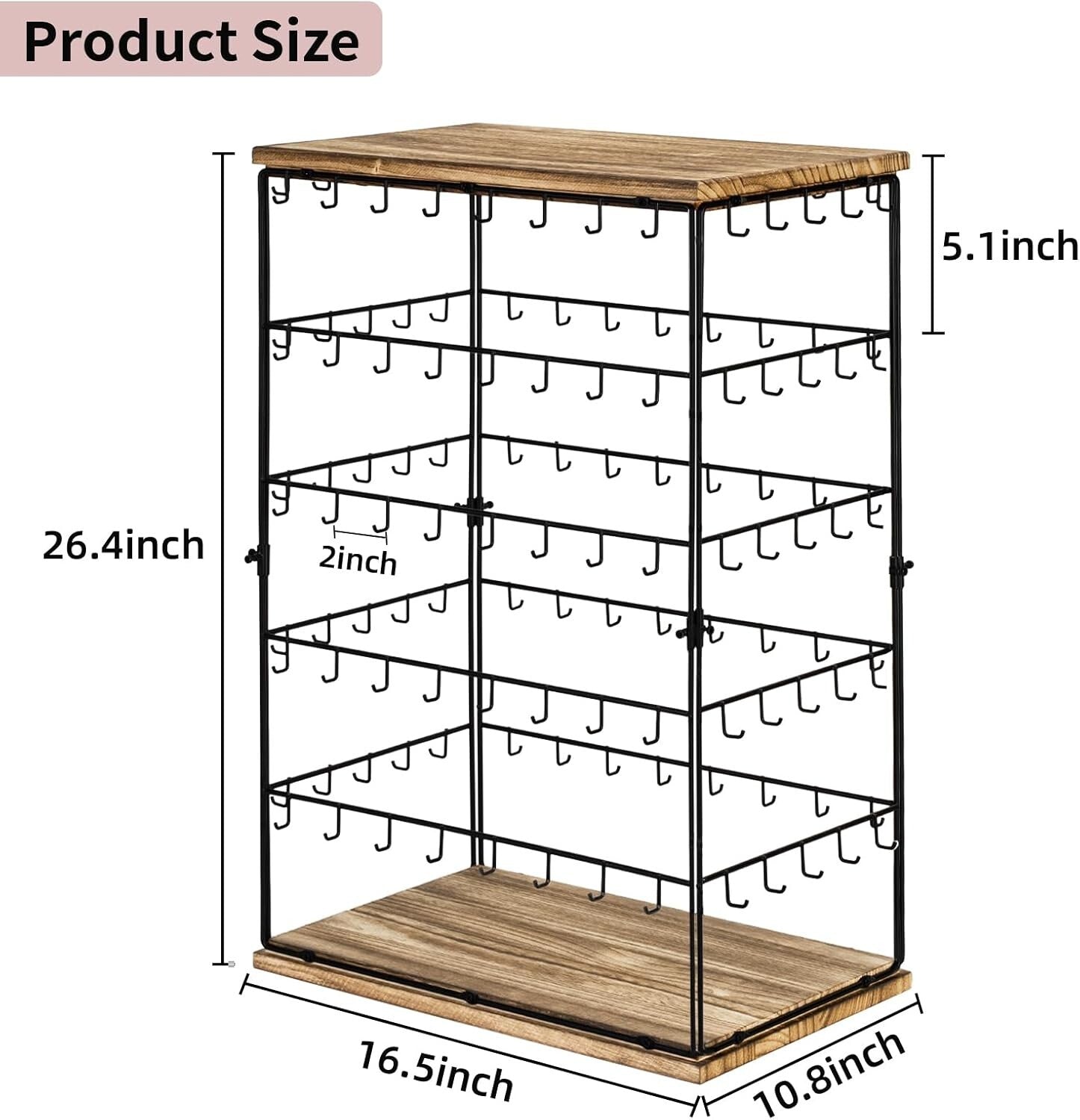 Large Rustic Earring Rack 26" H with 5-Tier Design - Ideal for Selling Jewelry
