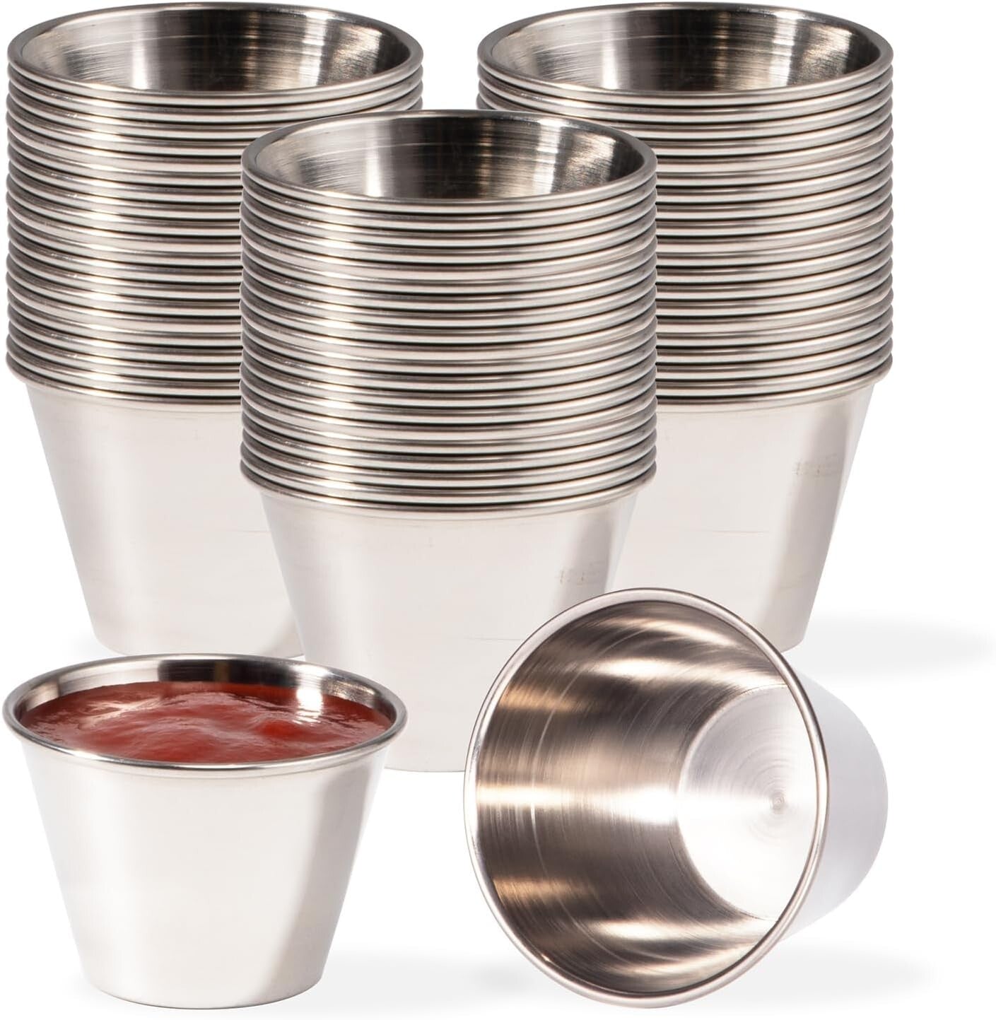 Commercial Grade 120 Count Stainless Steel Condiment Bowls - Multi-Purpose Use