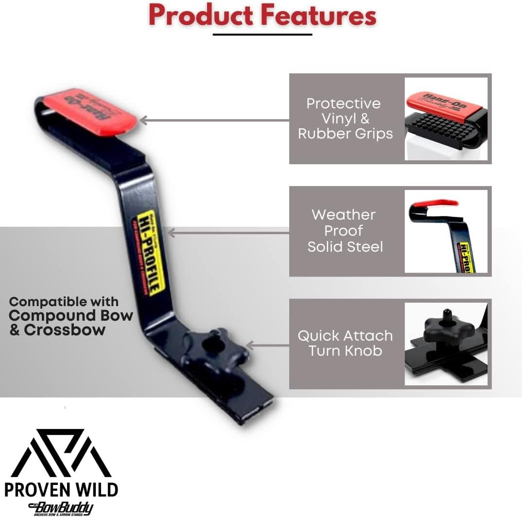 Durable Hi-Profile Bow Holder for Compound & Crossbows - Tree Stand Accessory