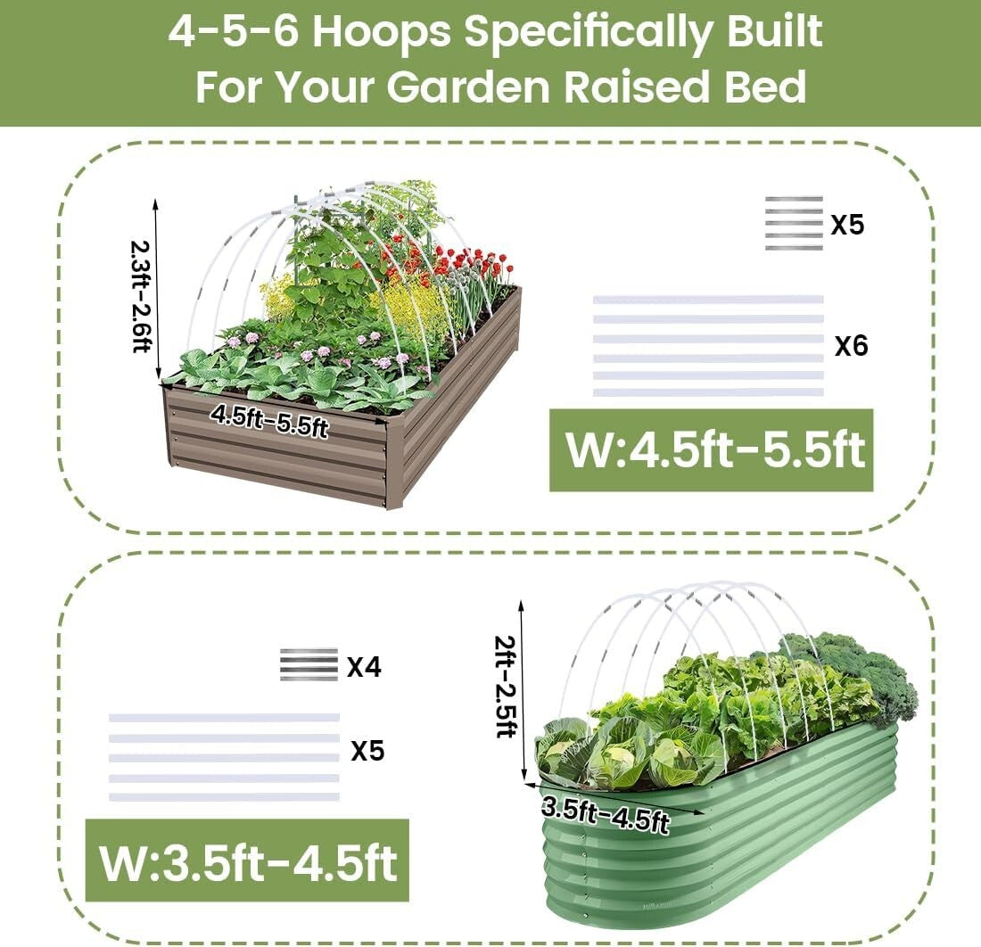 Garden Hoops 60pcs - M Size Fiberglass for Enhanced Temperature Resistance