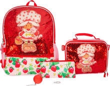 Load image into Gallery viewer, Colorful Strawberry Shortcake Backpack with Mesh Pockets &amp; Sequins, 5-Piece Set