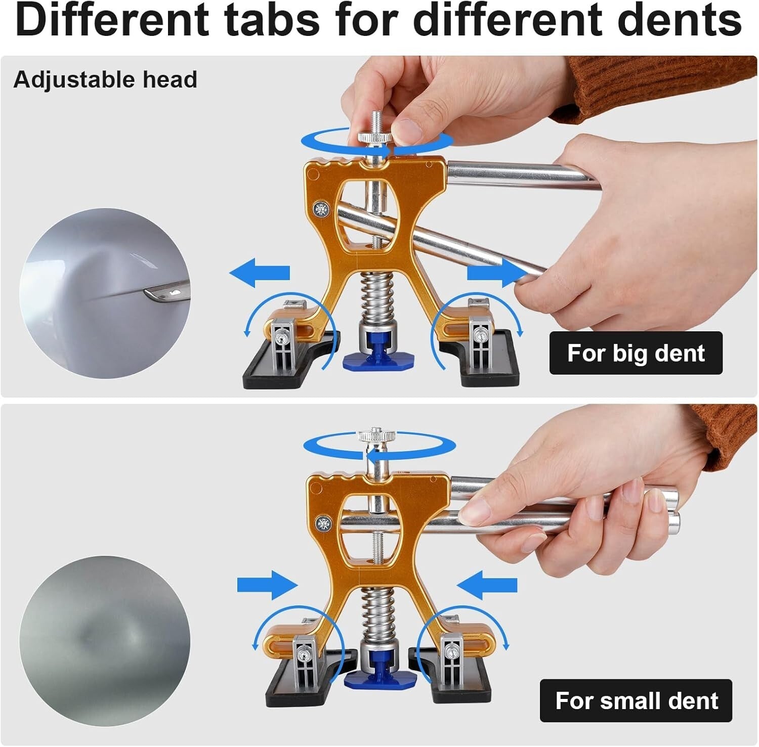 All-in-One Adjustable Dent Puller & T-Bar Slide Hammer - 129pc Auto Repair Kit