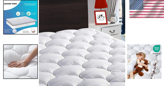 Full Mattress Protector with Deep Pocket & Soft Cooling Pillow Top - 100% Cotton