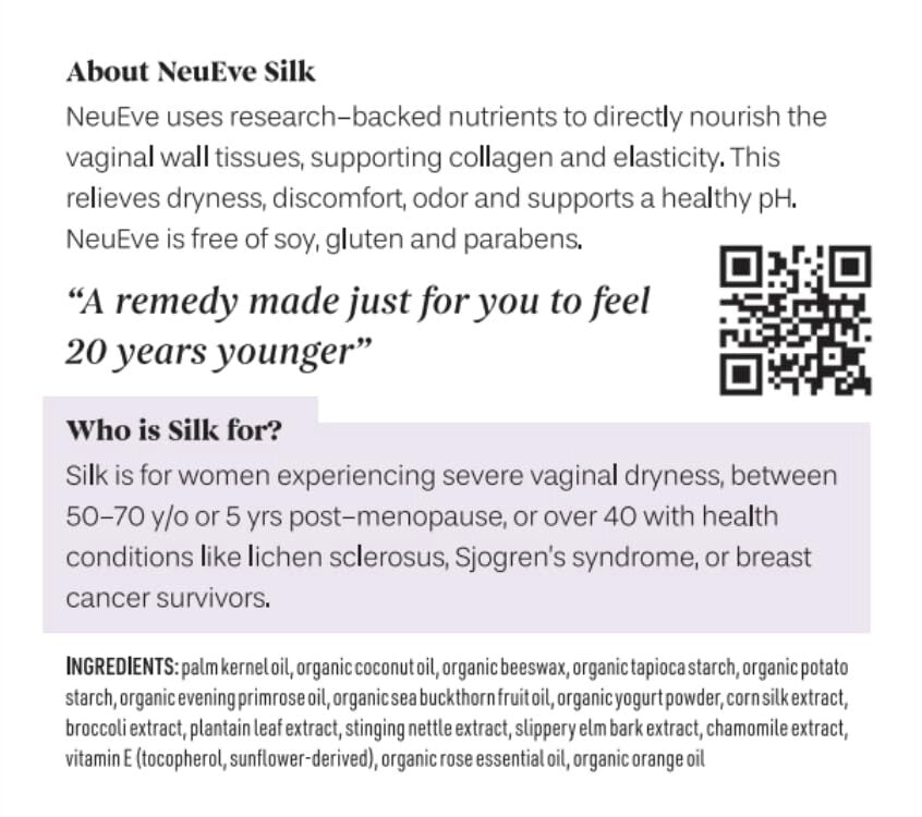 Cruelty-Free Silk Vaginal Moisturizer for Dryness | Hormone-Free Relief for 55+
