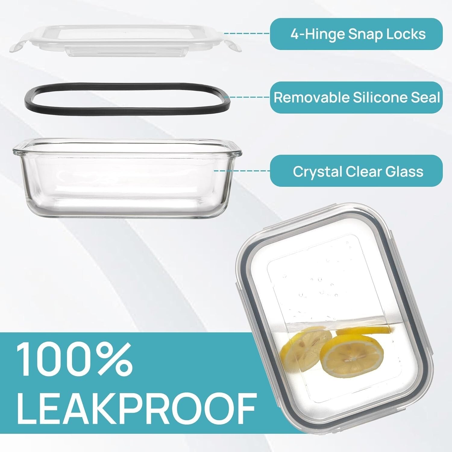 Durable 35oz Glass Storage Containers - Dishwasher & Microwave Safe Meal Prep