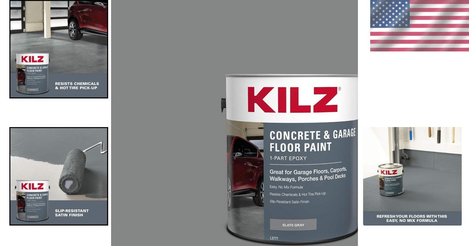 Durable 1-Gallon Epoxy & Acrylic Garage Floor Paint - Slate Gray Satin Finish