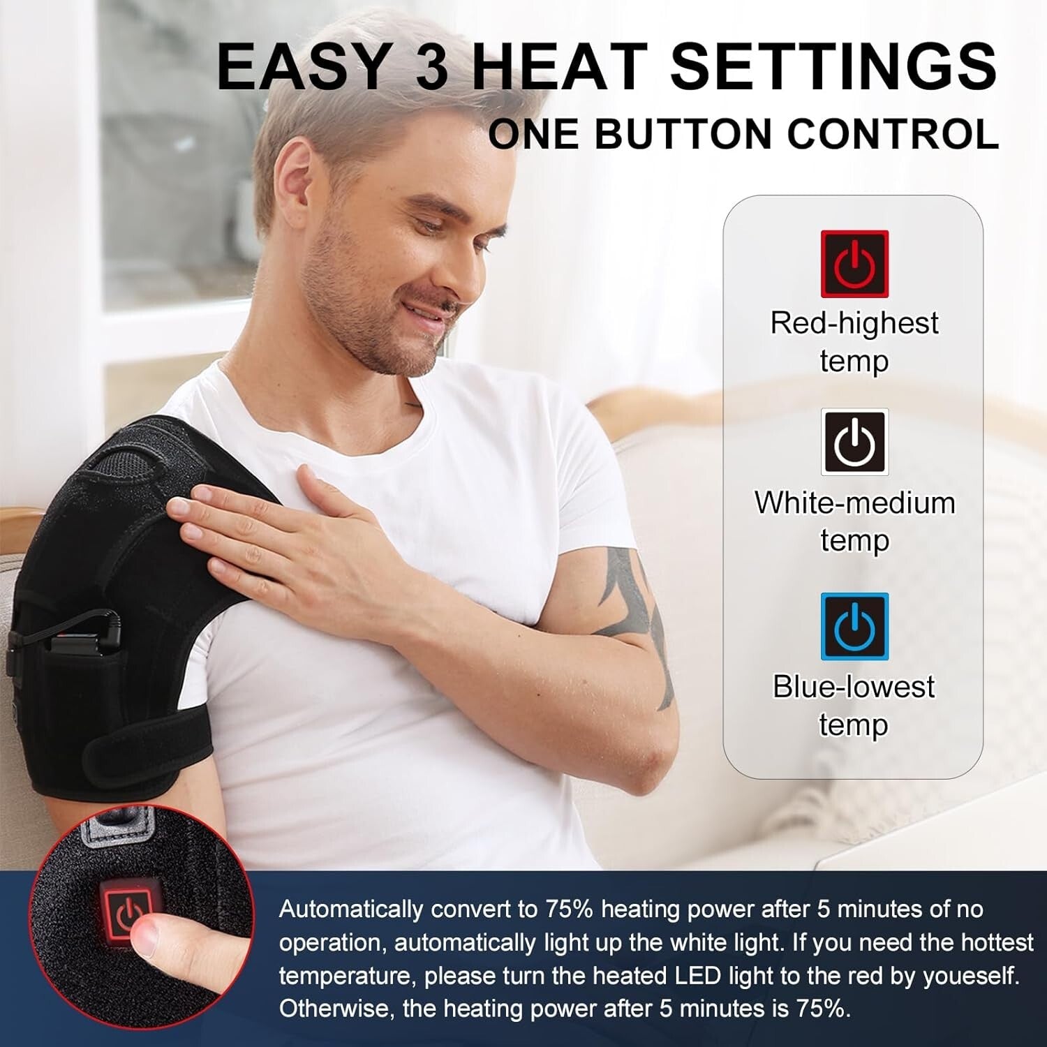 Innovative Adjustable Heated Shoulder Wrap - 3 Modes with Overheat Protection