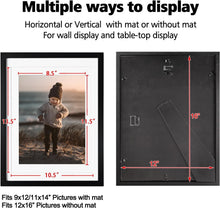 Load image into Gallery viewer, Set of 4 Elegant Solid Wood 12x16 Picture Frames - Lightweight Black Design
