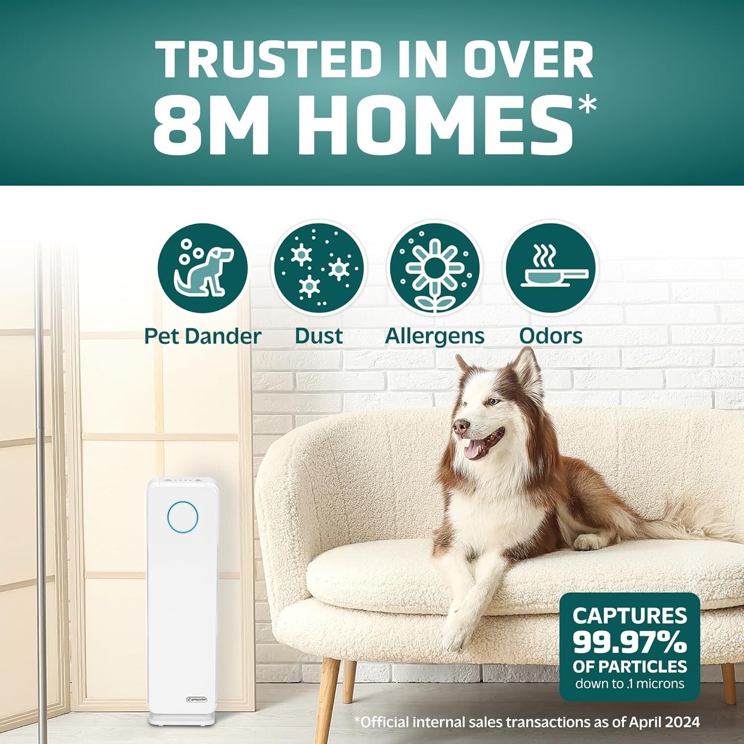 High-Efficiency H13 HEPA Pet Air Purifier - Removes Dander, Dust, and Odors