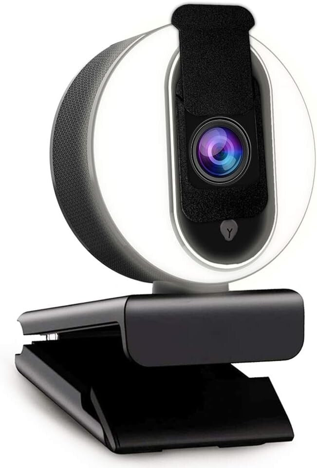 N680E 1080P Webcam with Ring Light & Dual Microphones – Perfect for Streaming