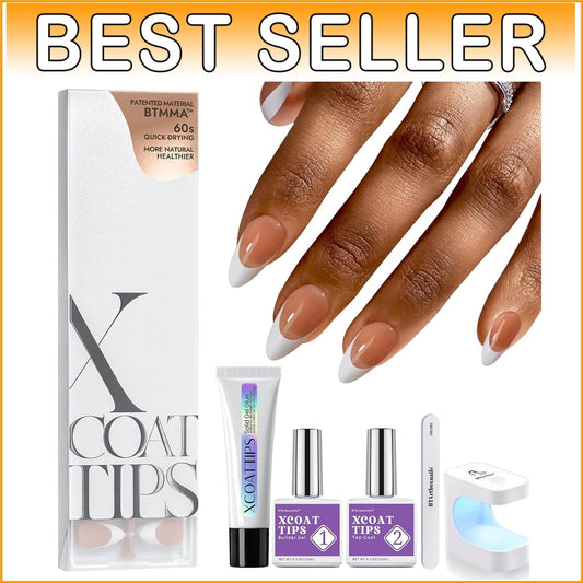 French XCOATTIPS Nail Kit: 150 Pcs Brown Medium Almond Press-On Perfection