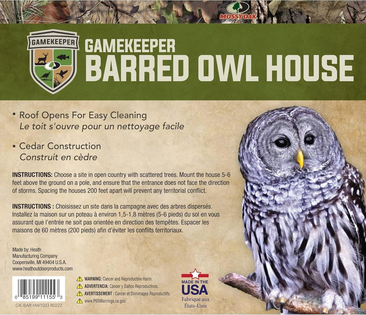 Elevate Your Yard with a 22.5" Cedar Barred Owl House - Perfect for Pest Control